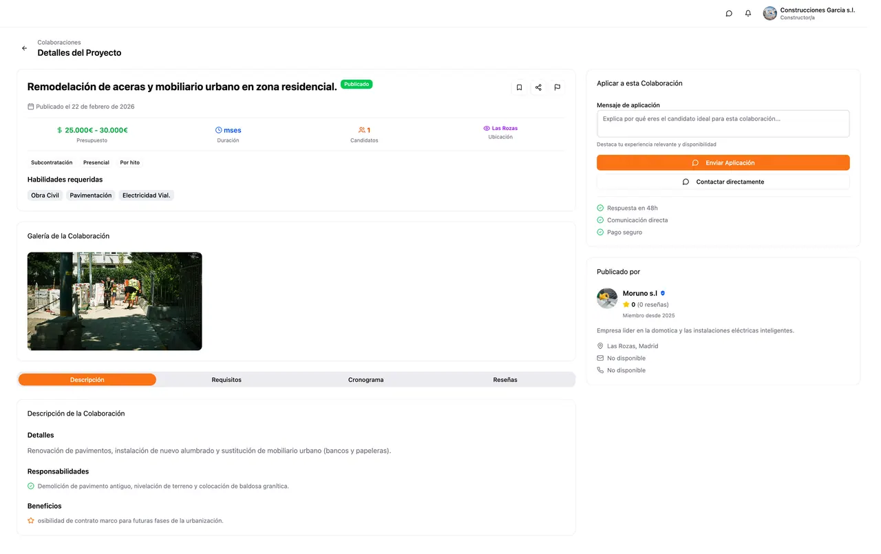 Captura del feed de colaboraciones