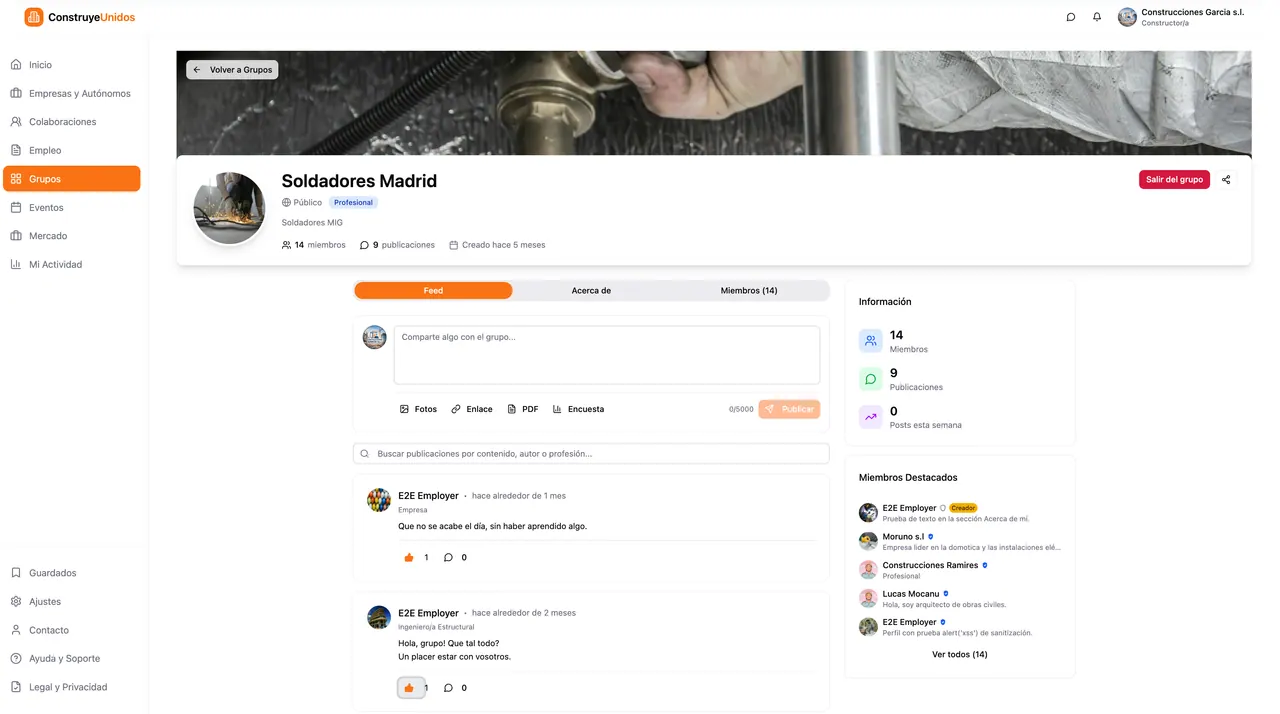 Captura de grupos profesionales