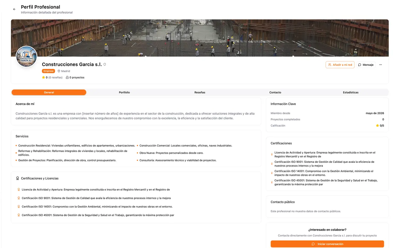 Captura del perfil profesional publico